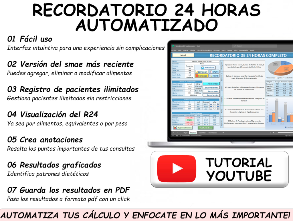 Recordatorio de 24 horas en Excel – NutEx